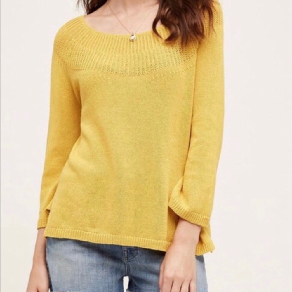 Anthropologie Mustard Yellow Pullover Sweater